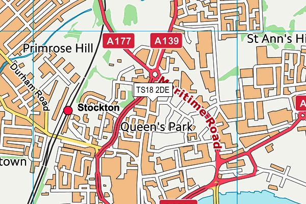 TS18 2DE map - OS VectorMap District (Ordnance Survey)