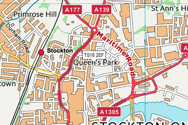 TS18 2EF map - OS VectorMap District (Ordnance Survey)