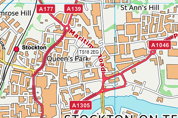 TS18 2EG map - OS VectorMap District (Ordnance Survey)