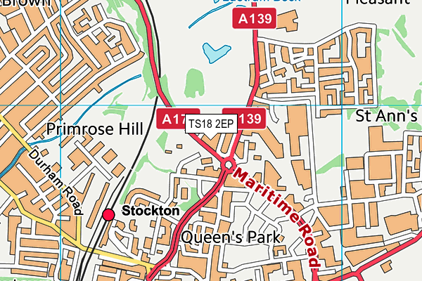 TS18 2EP map - OS VectorMap District (Ordnance Survey)