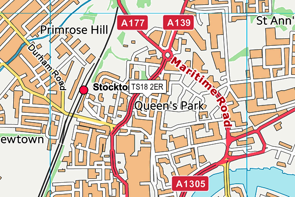 TS18 2ER map - OS VectorMap District (Ordnance Survey)