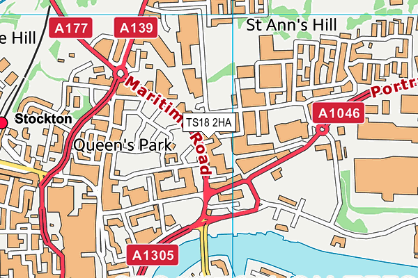 TS18 2HA map - OS VectorMap District (Ordnance Survey)