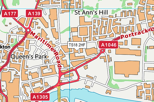 TS18 2HF map - OS VectorMap District (Ordnance Survey)