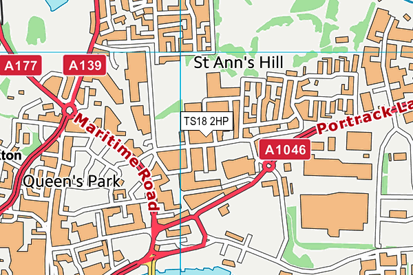 TS18 2HP map - OS VectorMap District (Ordnance Survey)