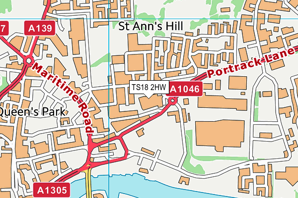 TS18 2HW map - OS VectorMap District (Ordnance Survey)