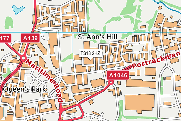 TS18 2HZ map - OS VectorMap District (Ordnance Survey)