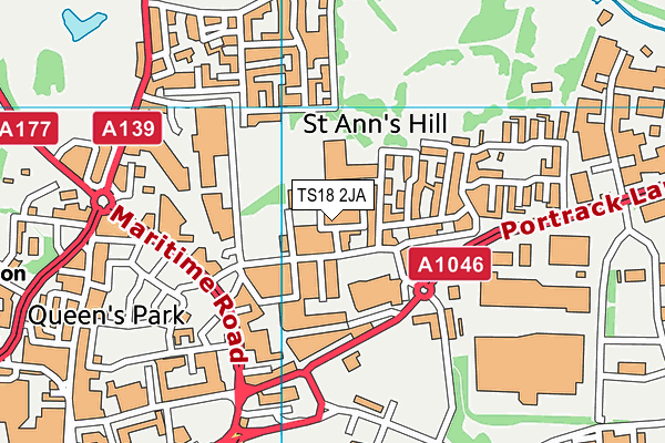 TS18 2JA map - OS VectorMap District (Ordnance Survey)