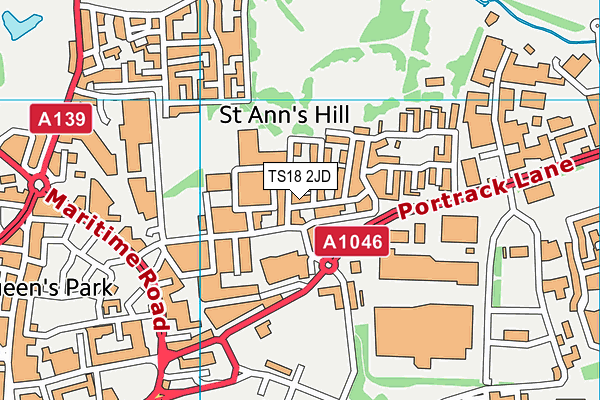 TS18 2JD map - OS VectorMap District (Ordnance Survey)