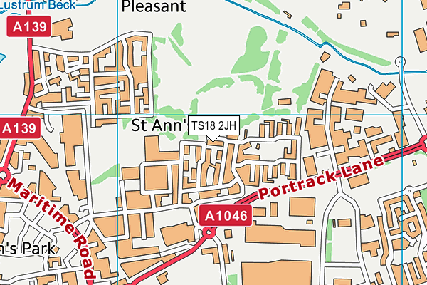 TS18 2JH map - OS VectorMap District (Ordnance Survey)