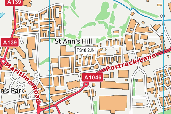 TS18 2JN map - OS VectorMap District (Ordnance Survey)