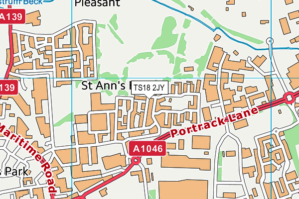 TS18 2JY map - OS VectorMap District (Ordnance Survey)