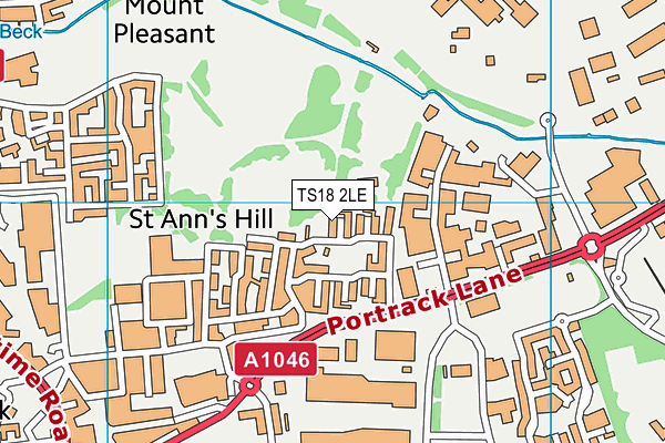 TS18 2LE map - OS VectorMap District (Ordnance Survey)