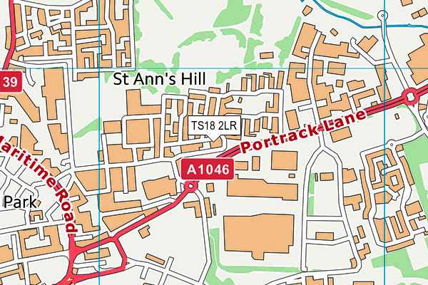 TS18 2LR map - OS VectorMap District (Ordnance Survey)