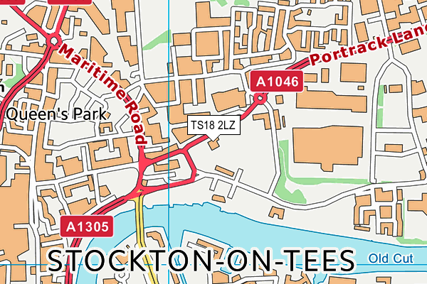 TS18 2LZ map - OS VectorMap District (Ordnance Survey)