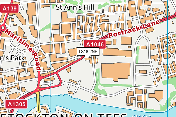 TS18 2NE map - OS VectorMap District (Ordnance Survey)