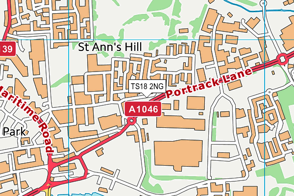 TS18 2NG map - OS VectorMap District (Ordnance Survey)