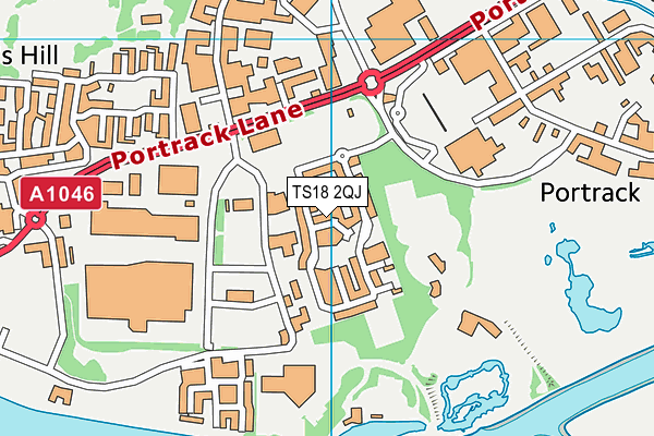 TS18 2QJ map - OS VectorMap District (Ordnance Survey)