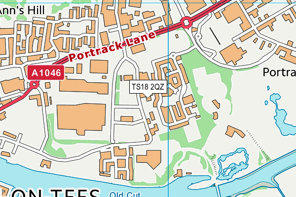 TS18 2QZ map - OS VectorMap District (Ordnance Survey)