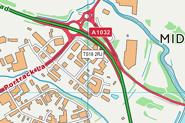 TS18 2RJ map - OS VectorMap District (Ordnance Survey)