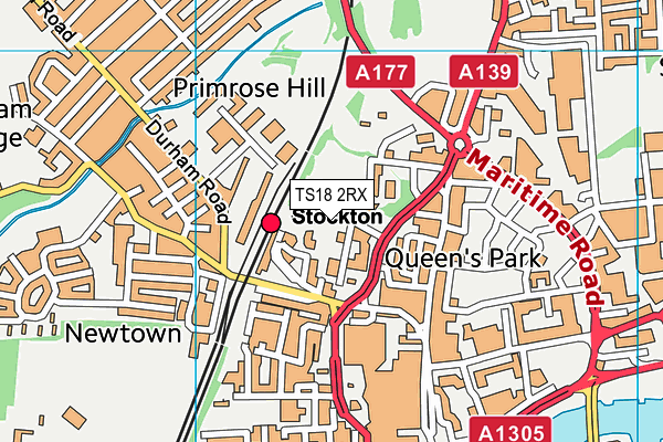 TS18 2RX map - OS VectorMap District (Ordnance Survey)