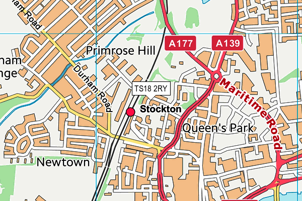 TS18 2RY map - OS VectorMap District (Ordnance Survey)