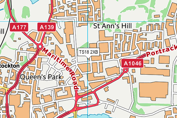 TS18 2XB map - OS VectorMap District (Ordnance Survey)