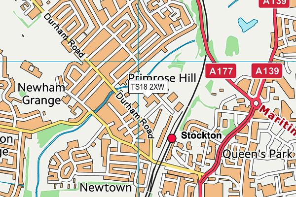 TS18 2XW map - OS VectorMap District (Ordnance Survey)