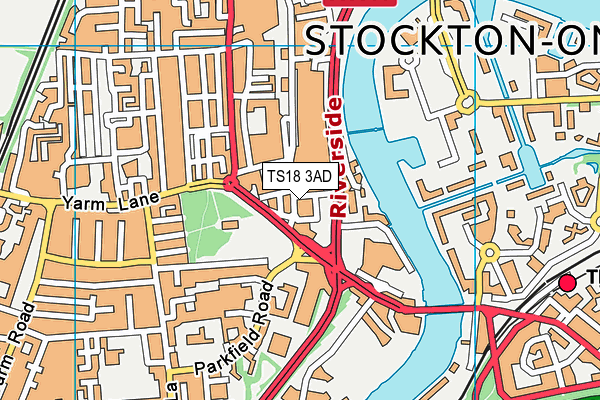 TS18 3AD map - OS VectorMap District (Ordnance Survey)