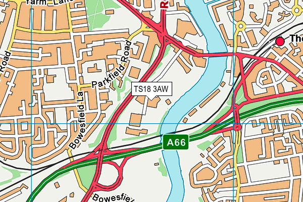 TS18 3AW map - OS VectorMap District (Ordnance Survey)
