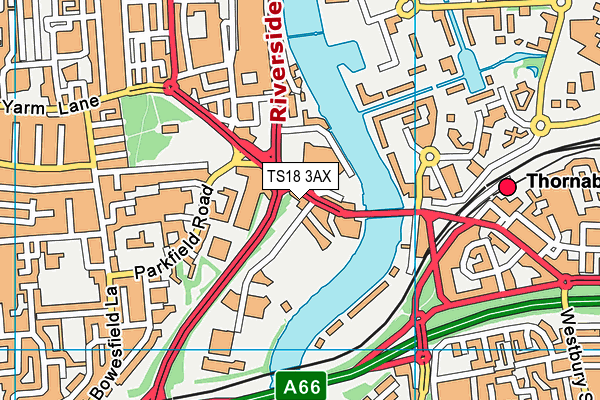 TS18 3AX map - OS VectorMap District (Ordnance Survey)