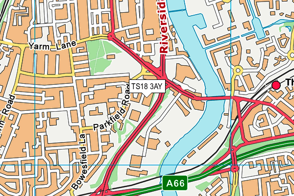 TS18 3AY map - OS VectorMap District (Ordnance Survey)