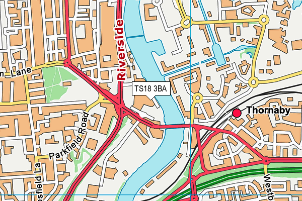 TS18 3BA map - OS VectorMap District (Ordnance Survey)