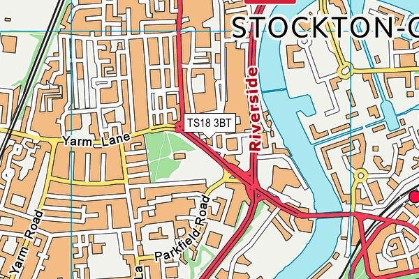 TS18 3BT map - OS VectorMap District (Ordnance Survey)