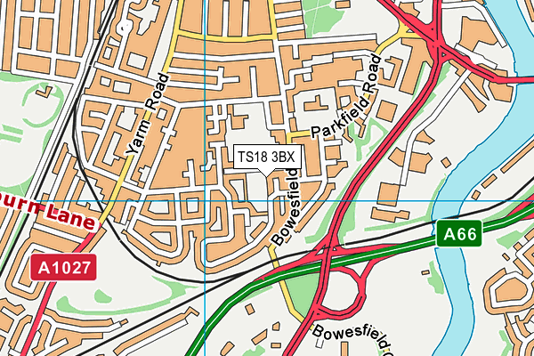 TS18 3BX map - OS VectorMap District (Ordnance Survey)