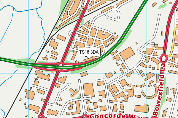 TS18 3DA map - OS VectorMap District (Ordnance Survey)