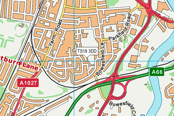 TS18 3DD map - OS VectorMap District (Ordnance Survey)