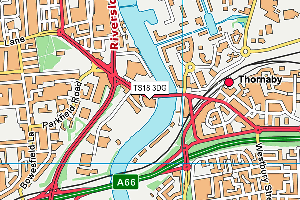 TS18 3DG map - OS VectorMap District (Ordnance Survey)