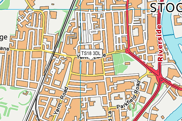 TS18 3DL map - OS VectorMap District (Ordnance Survey)