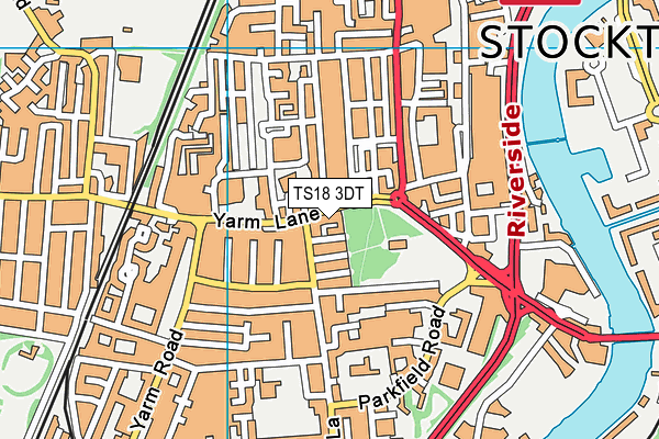 TS18 3DT map - OS VectorMap District (Ordnance Survey)