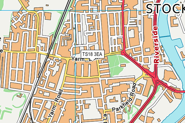 TS18 3EA map - OS VectorMap District (Ordnance Survey)