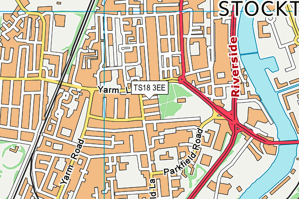 TS18 3EE map - OS VectorMap District (Ordnance Survey)