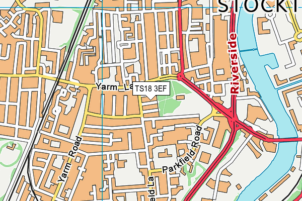 TS18 3EF map - OS VectorMap District (Ordnance Survey)