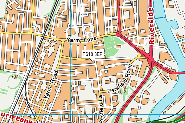 TS18 3EP map - OS VectorMap District (Ordnance Survey)