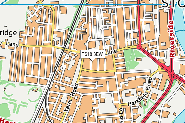 TS18 3EW map - OS VectorMap District (Ordnance Survey)