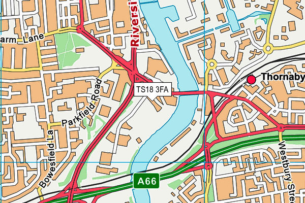 TS18 3FA map - OS VectorMap District (Ordnance Survey)