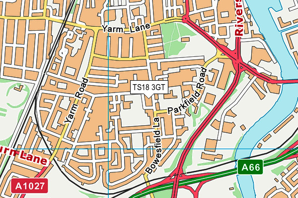 TS18 3GT map - OS VectorMap District (Ordnance Survey)