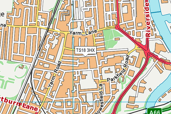 TS18 3HX map - OS VectorMap District (Ordnance Survey)