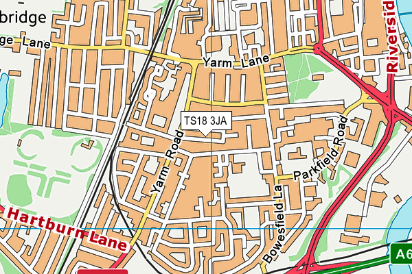 TS18 3JA map - OS VectorMap District (Ordnance Survey)