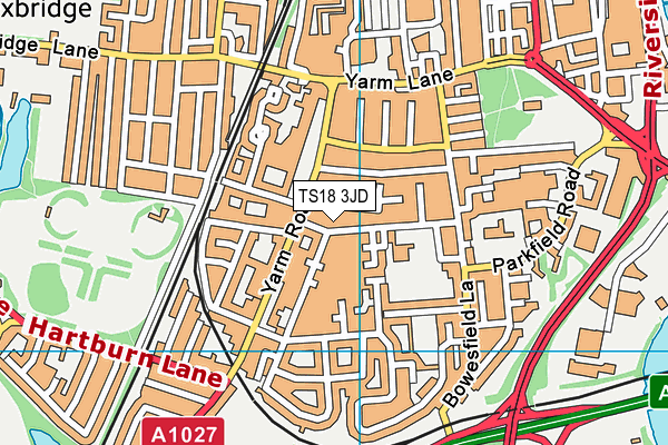 TS18 3JD map - OS VectorMap District (Ordnance Survey)