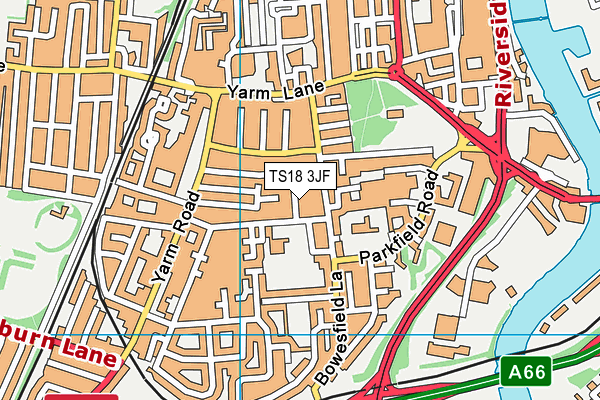 TS18 3JF map - OS VectorMap District (Ordnance Survey)